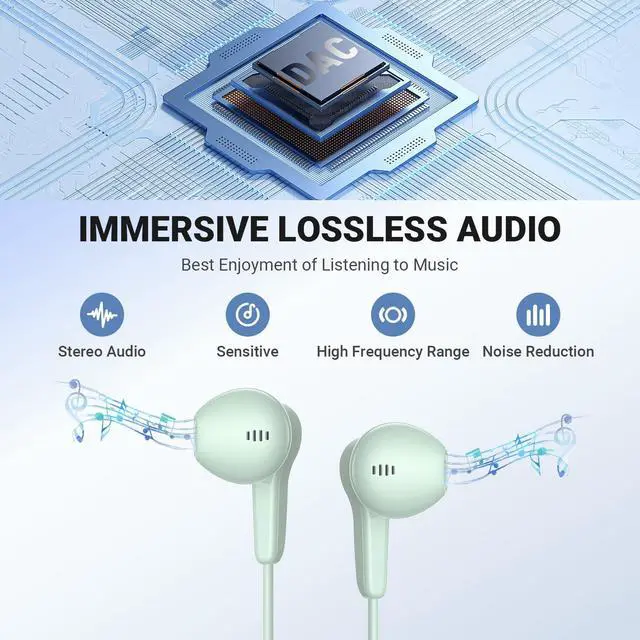 Alt view image 2 of 5 - USB C Headphones for iPhone 16 15 Pro Max Plus, Type C Earphone with Mic HiFi Stereo Volume Control Magnetic in Ear USBC Wired Earbud for Samsung Galaxy S25 S24 Ultra S23 Fe S22+ Flip Pixel 9 8, Green