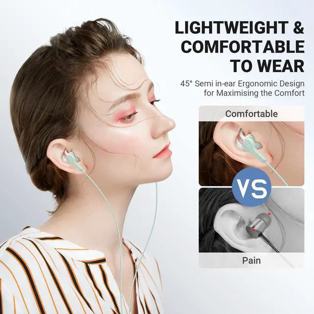 Alt view image 4 of 5 - USB C Headphones for iPhone 16 15 Pro Max Plus, Type C Earphone with Mic HiFi Stereo Volume Control Magnetic in Ear USBC Wired Earbud for Samsung Galaxy S25 S24 Ultra S23 Fe S22+ Flip Pixel 9 8, Green