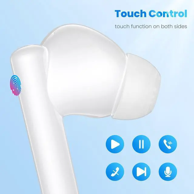 Alt view image 2 of 5 - Wireless Earbuds for Google Pixel 8 9 Pro XL Fold 7 6 A, 5.3 Bluetooth Headphones Noise Canceling Ear Bud with Mic Touch Control HiFi Stereo for iPhone 16 15 Pro Max 14 Galaxy S24 Ultra S23 Fe Flip 6