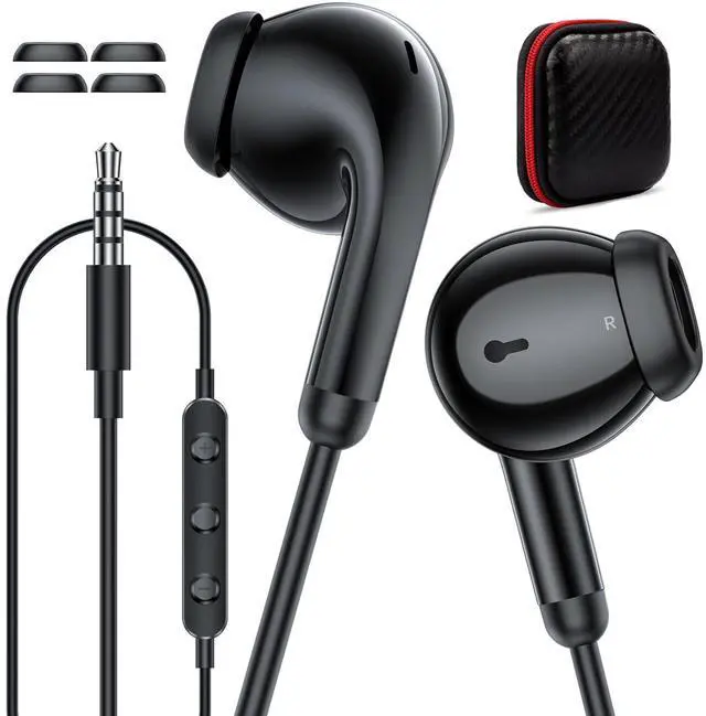 Main image of 3.5mm Headphones Wired Earbuds with Microphone Noise Isolating Earphones HiFi Stereo Clear Call Volume Control Semi in-Ear Ear Buds for Moto G Power G Pure Samsung A14 S10 A12 Nintendo Switch Black