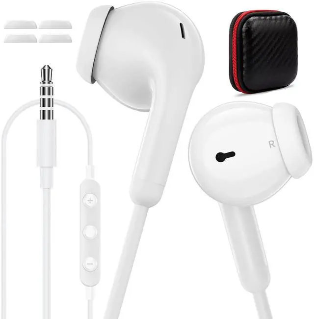 Main image of 3.5mm Headphones Wired Earbuds with Microphone Noise Isolating Earphones HiFi Stereo Clear Call Volume Control Semi in-Ear Ear Buds for Moto G Power G Pure Samsung A14 S10 A12 Nintendo Switch White