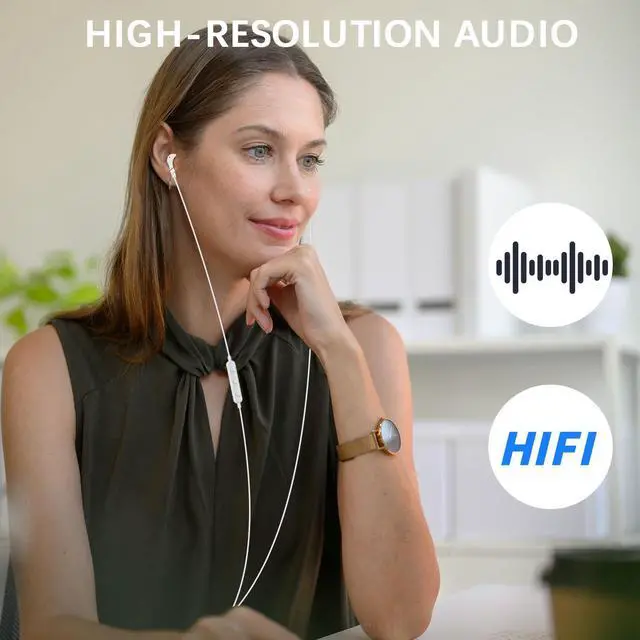 Alt view image 2 of 5 - 3.5mm Headphones Wired Earbuds with Microphone Noise Isolating Earphones HiFi Stereo Clear Call Volume Control Semi in-Ear Ear Buds for Moto G Power G Pure Samsung A14 S10 A12 Nintendo Switch White