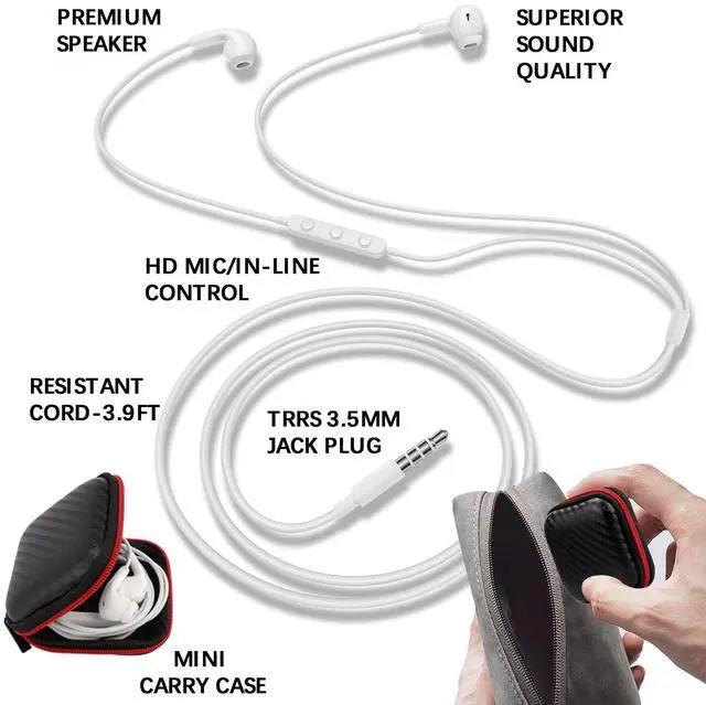 Alt view image 5 of 5 - 3.5mm Headphones Wired Earbuds with Microphone Noise Isolating Earphones HiFi Stereo Clear Call Volume Control Semi in-Ear Ear Buds for Moto G Power G Pure Samsung A14 S10 A12 Nintendo Switch White