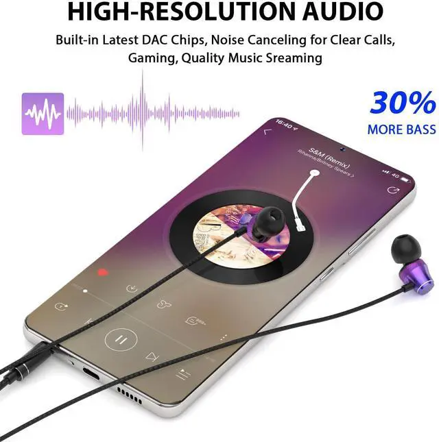 Alt view image 2 of 5 - Wired Headphones Earphones for Laptop PC Chromebook Noise Cancelling Ear Buds with 3.5mm Plug in Audio Jack Microphone HiFi Stereo Clear Call Volume Control for Kindle Fire Nintendo Switch MP3 Android