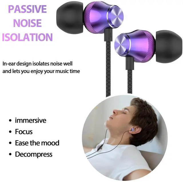 Alt view image 5 of 5 - Wired Headphones Earphones for Laptop PC Chromebook Noise Cancelling Ear Buds with 3.5mm Plug in Audio Jack Microphone HiFi Stereo Clear Call Volume Control for Kindle Fire Nintendo Switch MP3 Android