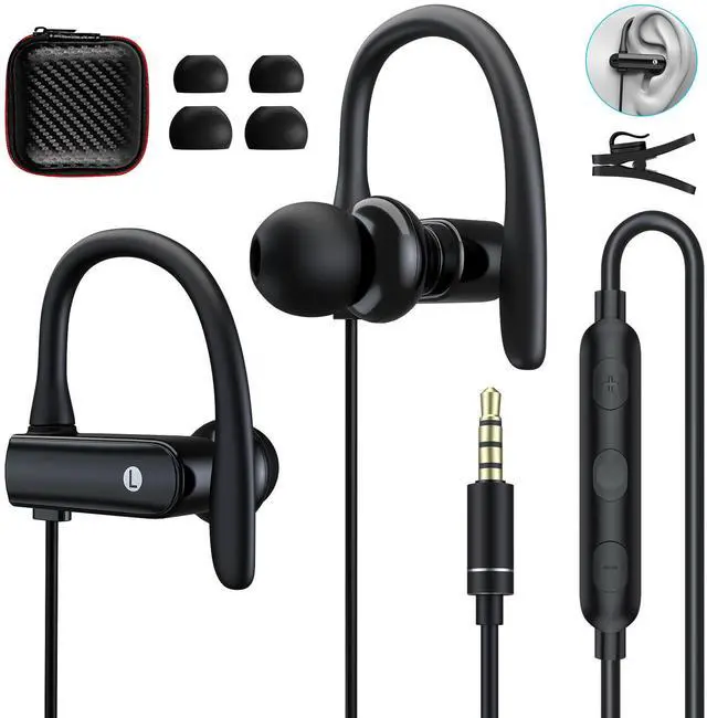 Main image of 3.5mm Headphones Sport Wired Earbuds with Microphone Noise Cancelling Earphone HiFi Stereo Over Ear Buds Wired Plug in with Ear Hook for Samsung Galaxy A15 A03s A14 S10 A12 Moto Switch MP3 Running Fit