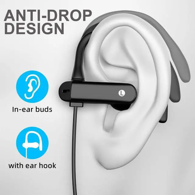 Alt view image 2 of 5 - 3.5mm Headphones Sport Wired Earbuds with Microphone Noise Cancelling Earphone HiFi Stereo Over Ear Buds Wired Plug in with Ear Hook for Samsung Galaxy A15 A03s A14 S10 A12 Moto Switch MP3 Running Fit