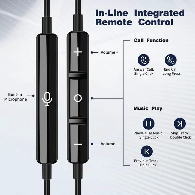 Alt view image 4 of 5 - 3.5mm Headphones Wired Earbuds with Microphone Noise Canceling Earphone HiFi Stereo Clear Magnetic Semi Plug in Ear Buds for Samsung A25 A15 A03s S10 A12 Note 9 Moto Nintendo Switch Kindle MP3 Black