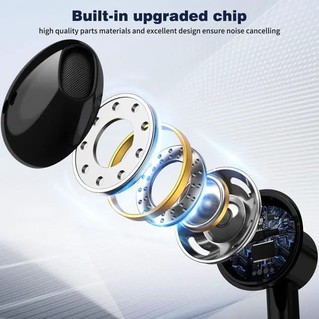 Alt view image 5 of 5 - 3.5mm Headphones Wired Earbuds with Microphone Noise Canceling Earphone HiFi Stereo Clear Magnetic Semi Plug in Ear Buds for Samsung A25 A15 A03s S10 A12 Note 9 Moto Nintendo Switch Kindle MP3 Black