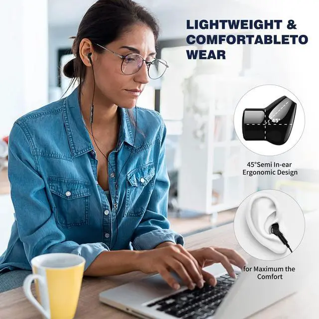 Alt view image 3 of 5 - 3.5mm Headphones Wired Earbuds with Microphone Noise Canceling Earphone HiFi Stereo Clear Magnetic Semi Plug in Ear Buds for Samsung A25 A15 A03s S10 A12 Note 9 Moto Nintendo Switch Kindle MP3 Black