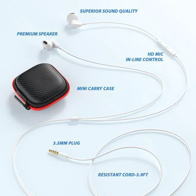 Alt view image 4 of 5 - 3.5mm Headphones Wired Earphones for Samsung Galaxy A25 A15 A12 A13 A03s A14 A23 A71, Noise Canceling Wired Earbuds with Microphone Song Skip Ear Bud Corded for Moto G Power Pure Pixel 5a 4a PC, White