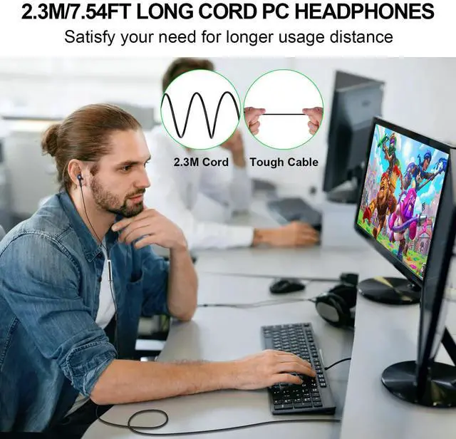 Alt view image 2 of 5 - ASKUBSKU USB Headset with Microphone for PC 7.5 Ft Cable, USBA Headphones for Computer, Wired USB Earbuds with Mute in-Line Stereo Noise Canceling Call Cord Earphones for Laptop