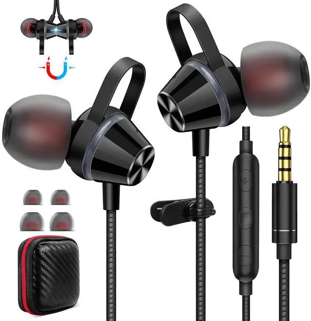 Main image of Wired Earbuds Noise Canceling 3.5mm Headphones Ear Buds Wired with Microphone Magnetic Song Skip Stereo Plug In Earphones Wired for Samsung A25 A15 A12 A03s S10 Note 9 A71 Moto Switch MP3 Laptop Black