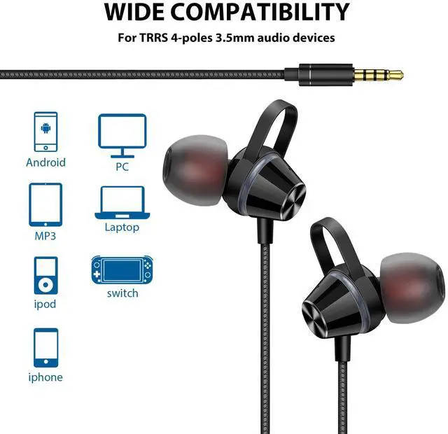 Alt view image 2 of 5 - Wired Earbuds Noise Canceling 3.5mm Headphones Ear Buds Wired with Microphone Magnetic Song Skip Stereo Plug In Earphones Wired for Samsung A25 A15 A12 A03s S10 Note 9 A71 Moto Switch MP3 Laptop Black
