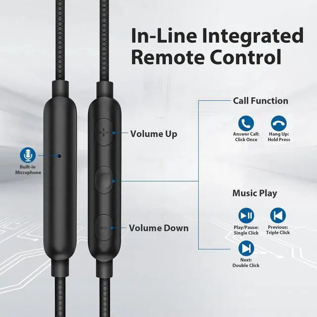 Alt view image 5 of 5 - Wired Earbuds Noise Canceling 3.5mm Headphones Ear Buds Wired with Microphone Magnetic Song Skip Stereo Plug In Earphones Wired for Samsung A25 A15 A12 A03s S10 Note 9 A71 Moto Switch MP3 Laptop Black