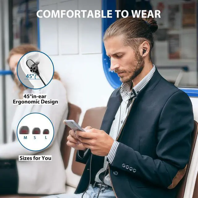 Alt view image 4 of 5 - Wired Earbuds Noise Canceling 3.5mm Headphones Ear Buds Wired with Microphone Magnetic Song Skip Stereo Plug In Earphones Wired for Samsung A25 A15 A12 A03s S10 Note 9 A71 Moto Switch MP3 Laptop Black