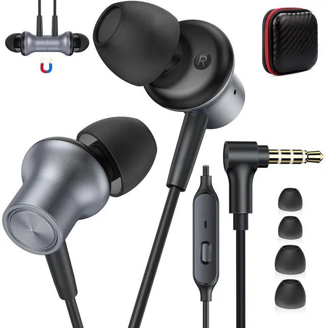 Main image of Wired Headphones Earphones for Laptop PC Chromebook Noise Cancelling Ear Buds with 3.5mm Plug in Audio Jack Microphone HiFi Stereo Clear Call for Kindle Fire Nintendo Switch MP3 Android