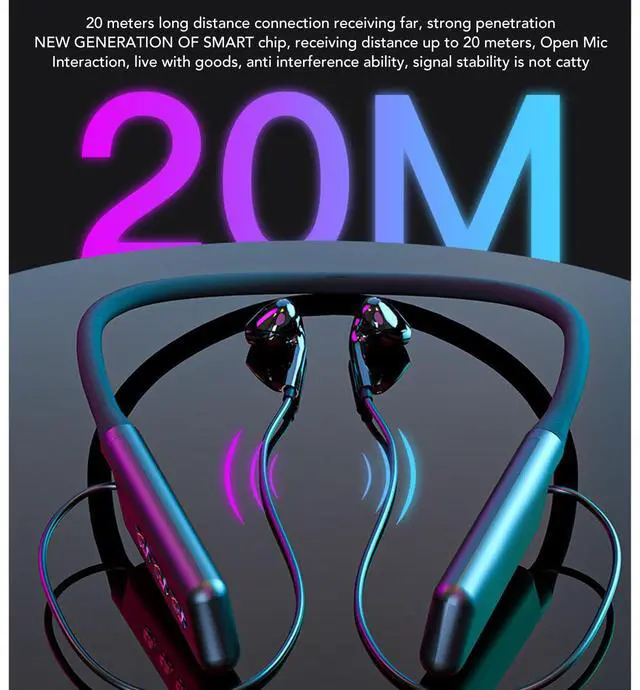 Alt view image 2 of 5 - IEM Neckband Earphones, Neckband Headphone with 2.4G Receiver, IEM Mode BT Ergonomic 3.5MM 10H Playtime Anti Interference Neckband Earbuds for Live Broadcast