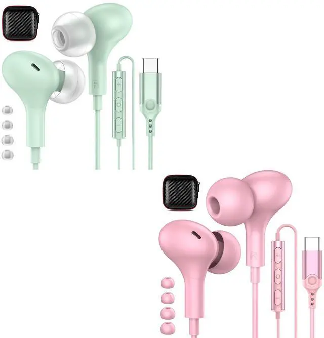 Main image of 2-Pack USB C Headphones for iPhone 15 Samsung Galaxy S24 S23 S22 Ultra FE Plus Pixel 6a 7a 8 Pro Oneplus 10t