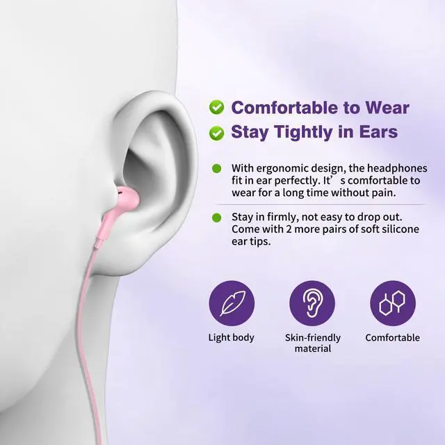 Alt view image 5 of 5 - 2-Pack USB C Headphones for iPhone 15 Samsung Galaxy S24 S23 S22 Ultra FE Plus Pixel 6a 7a 8 Pro Oneplus 10t