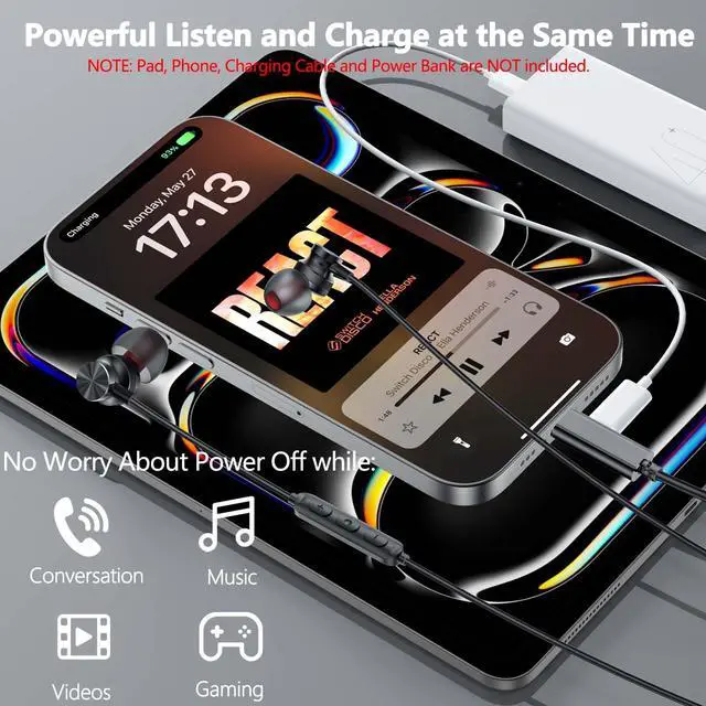 Alt view image 3 of 5 - 2-Pack USB C Headphones for iPhone 15 15 Plus Pro Max Samsung S24 S23 S22 S21 Pixel 8 7 6 OnePlus 10 Pro
