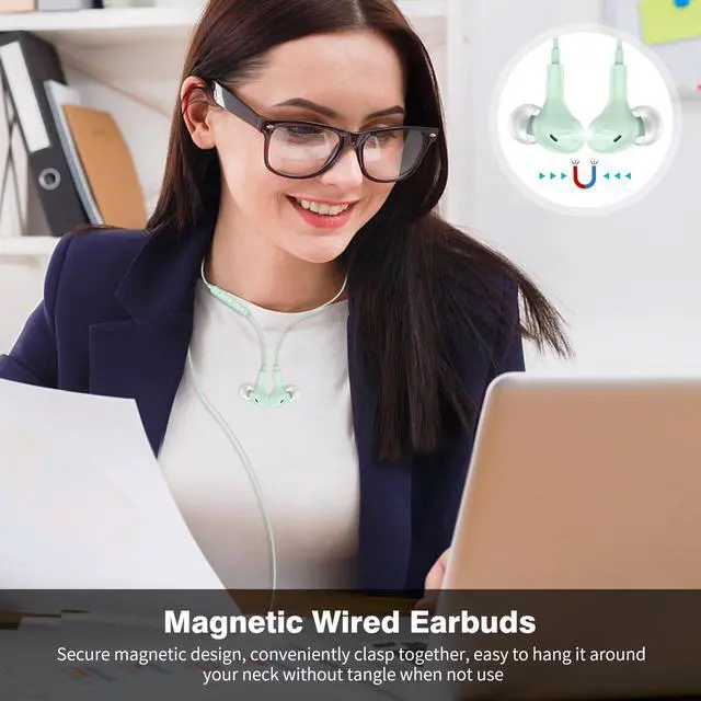 Alt view image 4 of 5 - 2-Pack USB C Headphones Green for iPhone 15/15 Plus/ 15 Pro/ 15 Pro Max, Samsung Galaxy S24 S23 S22 S21 S20 A53 Flip Fold