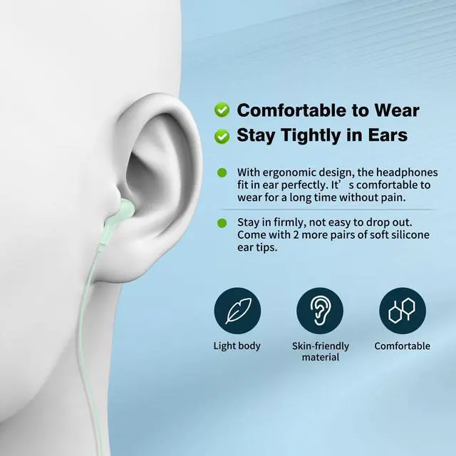 Alt view image 5 of 5 - 2-Pack USB C Headphones Green for iPhone 15/15 Plus/ 15 Pro/ 15 Pro Max, Samsung Galaxy S24 S23 S22 S21 S20 A53 Flip Fold