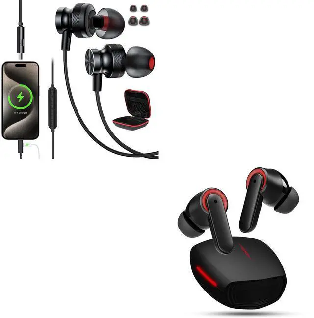 Main image of 2-Pack Headphones for iPhone 15 Series, Samsung Galaxy S24 S23 S22 S21 Ultra Fe Plus, Google Pixel 8 7 6 Pro, Oneplus 12