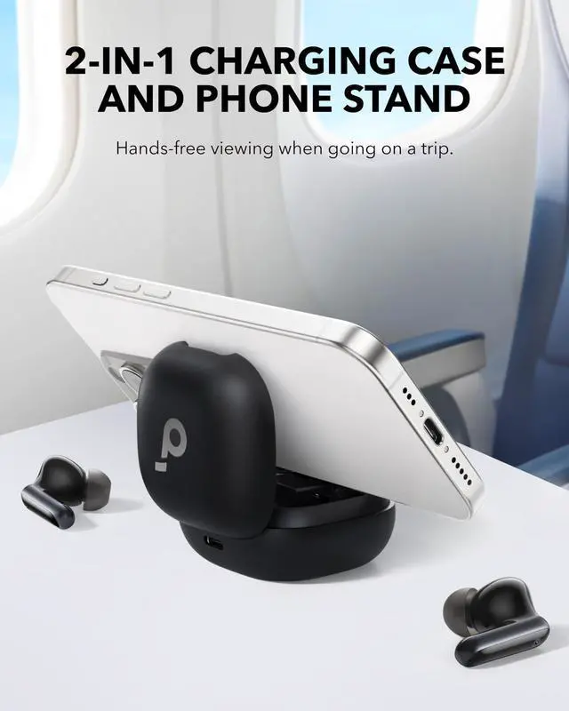 Alt view image 2 of 5 - Soundcore P40i by Anker, Noise Cancelling Wireless Earbuds, Adaptive Noise Cancelling to Environments, Heavy Bass, 60H Playtime, 2-in-1 Case and Phone Stand, IPX5, Wireless Charging, Bluetooth 5.3