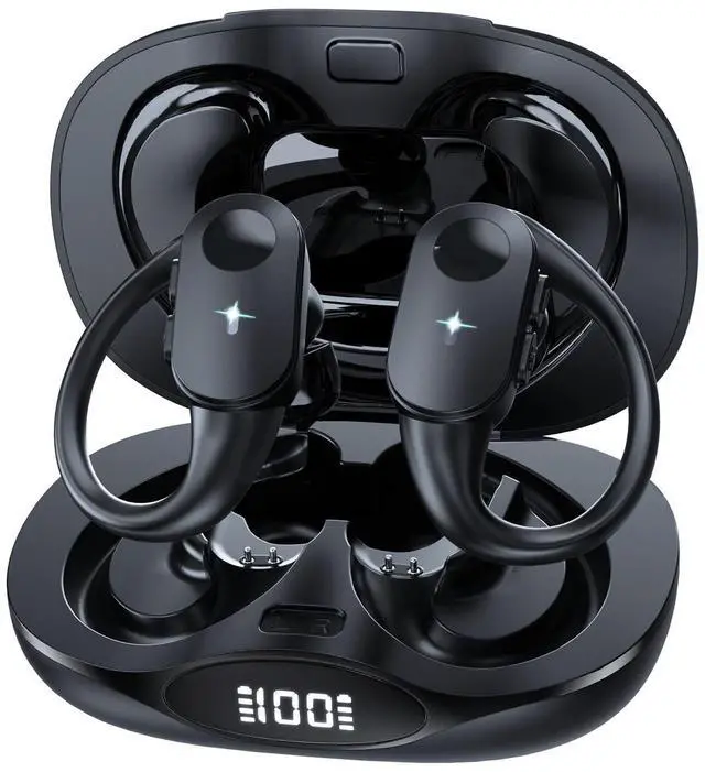 Main image of Bluetooth Headphones with Wireless Charging, Wireless Earbuds 80Hrs Playback Sport Ear Buds with Earhook LED Display Charging Case IPX7 Waterproof Earbud Deep Bass Running Earphones for iOS Android