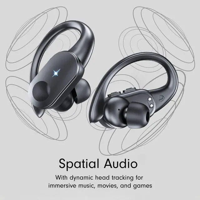 Alt view image 2 of 5 - Bluetooth Headphones with Wireless Charging, Wireless Earbuds 80Hrs Playback Sport Ear Buds with Earhook LED Display Charging Case IPX7 Waterproof Earbud Deep Bass Running Earphones for iOS Android