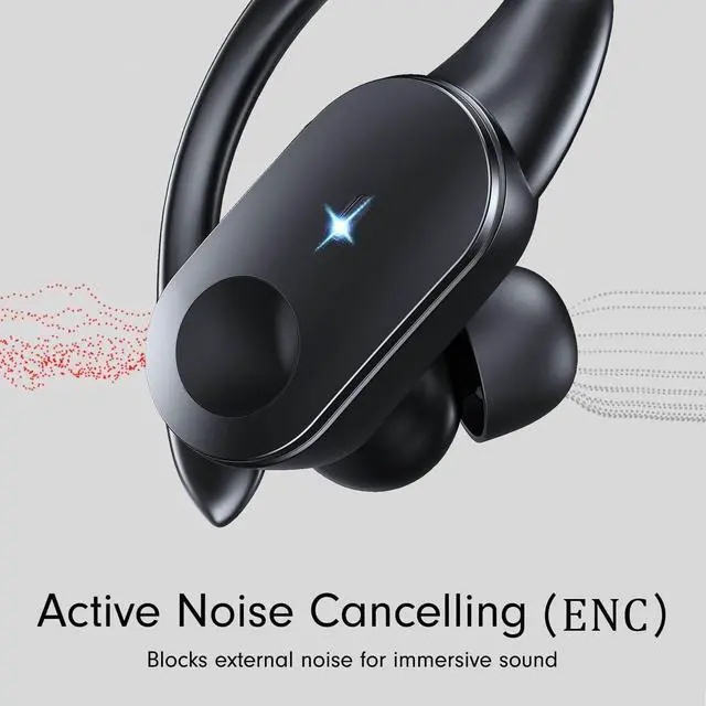 Alt view image 3 of 5 - Bluetooth Headphones with Wireless Charging, Wireless Earbuds 80Hrs Playback Sport Ear Buds with Earhook LED Display Charging Case IPX7 Waterproof Earbud Deep Bass Running Earphones for iOS Android
