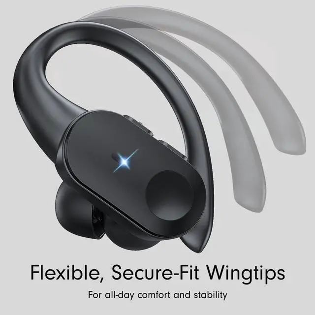 Alt view image 4 of 5 - Bluetooth Headphones with Wireless Charging, Wireless Earbuds 80Hrs Playback Sport Ear Buds with Earhook LED Display Charging Case IPX7 Waterproof Earbud Deep Bass Running Earphones for iOS Android