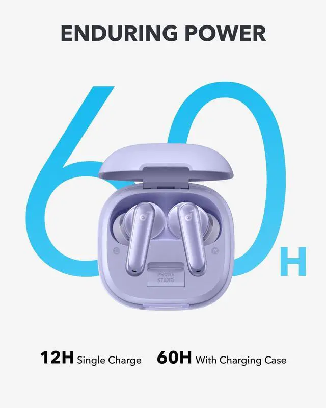 Alt view image 4 of 5 - Soundcore P40i by Anker, Noise Cancelling Wireless Earbuds, Adaptive Noise Cancelling to Environments, Heavy Bass, 60H Playtime, 2-in-1 Case and Phone Stand, IPX5, Wireless Charging, Bluetooth 5.3