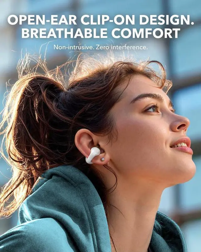 Alt view image 2 of 5 - Soundcore C30i by Anker, Open-Ear Earbuds, Clip-On Headphones, Lightweight Comfort, Stable Fit, Firm-Shell Design, Attachable Ear Grips, Big Drivers for Clear Audio, 30H Play, IPX4 Water-Resistant