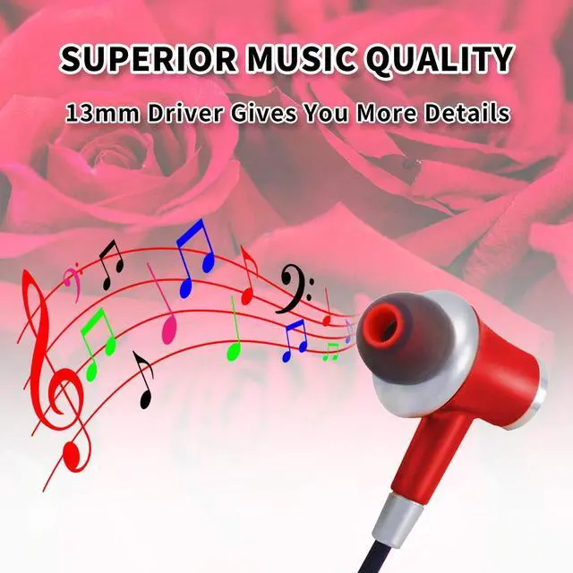 Alt view image 2 of 5 - ALTEAM Wired in-Ear Headphones with in-Line Microphone, Noise Isolating Earphone, Lightweight, Powerful Bass Stereo Sound, ErgoFit Design Earbuds, 3.5mm Jack for iOS Android Cellphones MP4, Red