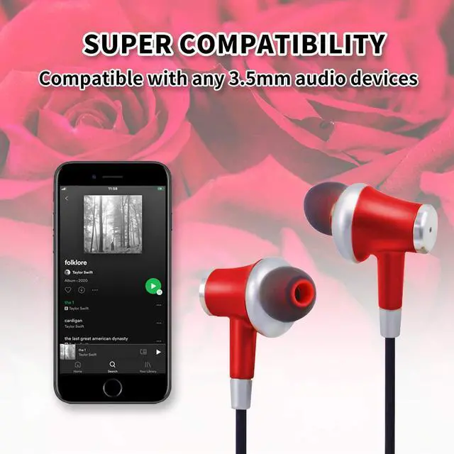 Alt view image 3 of 5 - ALTEAM Wired in-Ear Headphones with in-Line Microphone, Noise Isolating Earphone, Lightweight, Powerful Bass Stereo Sound, ErgoFit Design Earbuds, 3.5mm Jack for iOS Android Cellphones MP4, Red