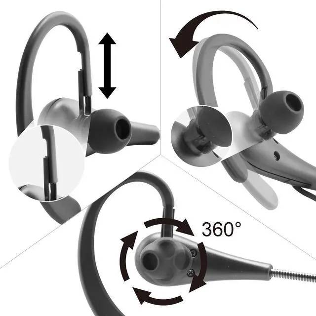 Alt view image 3 of 5 - ALTEAM Wired Mono Single Headset One Hook Design Earphone Earbud with Bendable Boom Arm Mic, Adjustable Ear Angle and Earhook Length, 15mm Driver, 3.5mm TRRS Plug for Smart Mobile Cellphone Tablet PC