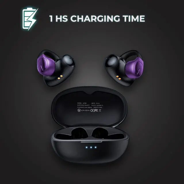 Alt view image 4 of 5 - Aimzone Clip-on Wireless Earbuds, Open Ear Wireless Headphones, Earbud & in-Ear Headphones, Wireless Sport Ear Buds, BT 5.3, Clip-on Earphones, iOS/Android (Black)