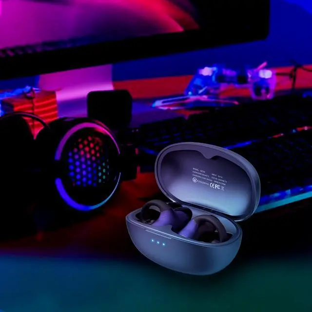 Alt view image 5 of 5 - Aimzone Clip-on Wireless Earbuds, Open Ear Wireless Headphones, Earbud & in-Ear Headphones, Wireless Sport Ear Buds, BT 5.3, Clip-on Earphones, iOS/Android (Black)