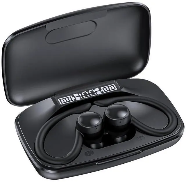 Main image of AGKG123 Bluetooth Headphones Wireless Earbuds 80Hrs Playback Sport Ear Buds with Earhook LED Display Charging Case IPX5 Waterproof Earbud Deep Bass Running Earphones for iOS Android Cellphone,Black