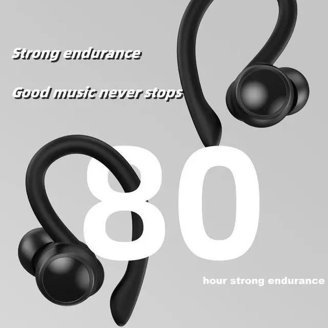 Alt view image 3 of 5 - AGKG123 Bluetooth Headphones Wireless Earbuds 80Hrs Playback Sport Ear Buds with Earhook LED Display Charging Case IPX5 Waterproof Earbud Deep Bass Running Earphones for iOS Android Cellphone,Black