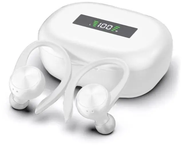 Main image of Acuvar Bluetooth Headphones - Earbuds with Ear Hooks | Sport Earbuds Wireless Earbuds for iPhone Bluetooth Headphones Noise Canceling with Smart Charging Case (White)