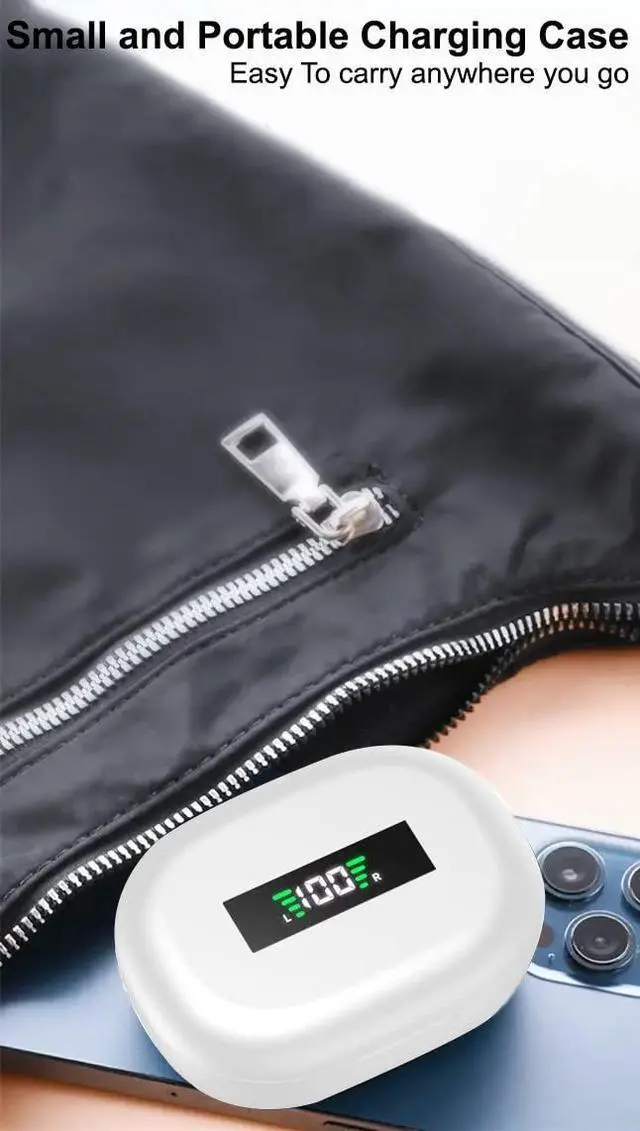 Alt view image 5 of 5 - Acuvar Bluetooth Headphones - Earbuds with Ear Hooks | Sport Earbuds Wireless Earbuds for iPhone Bluetooth Headphones Noise Canceling with Smart Charging Case (White)