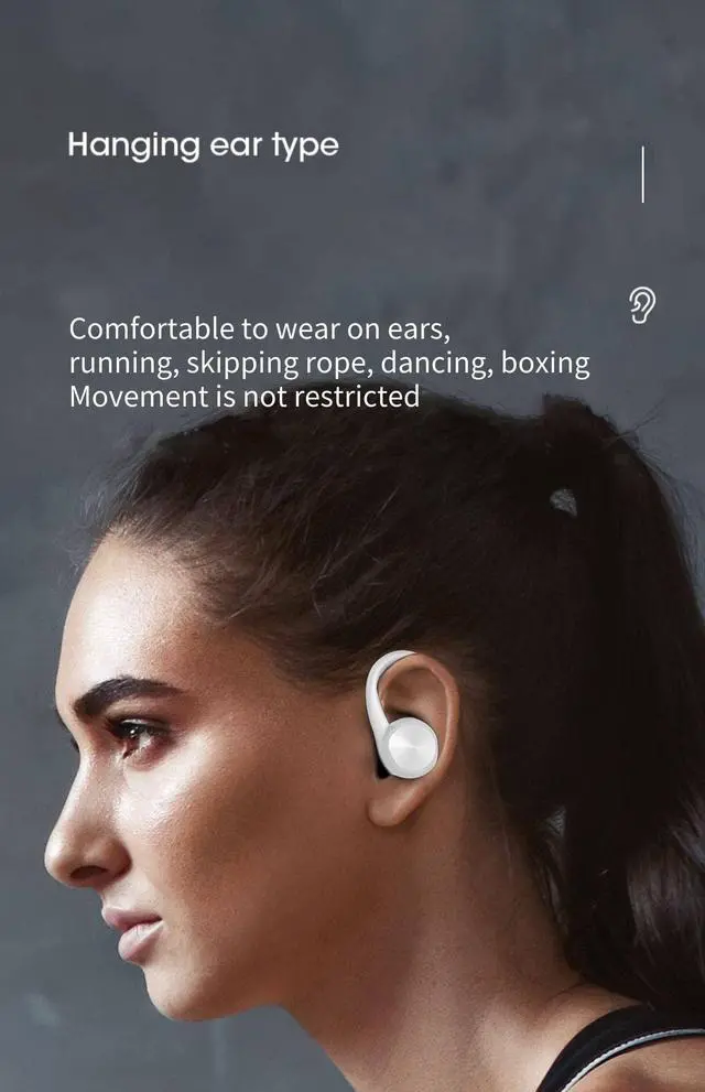 Alt view image 3 of 5 - Acuvar Bluetooth Headphones - Earbuds with Ear Hooks | Sport Earbuds Wireless Earbuds for iPhone Bluetooth Headphones Noise Canceling with Smart Charging Case (White)