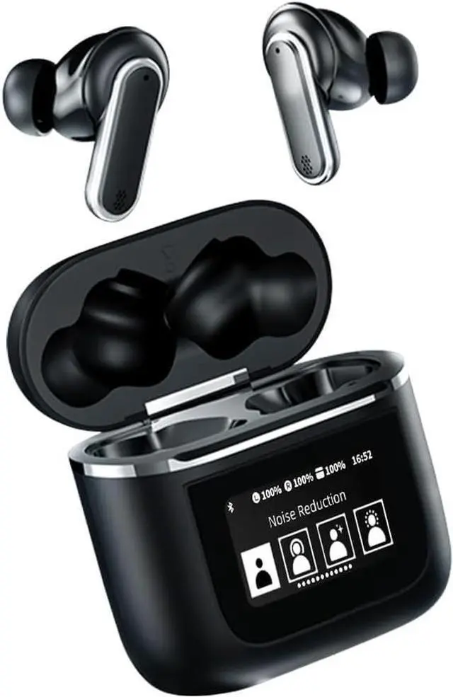 Main image of Acuvar Wireless Earbuds Bluetooth Headphones with LED Display, Stereo in Ear Noise Canceling Waterproof USB-C Headphones with Mic for iPhone Android iOS (Black)