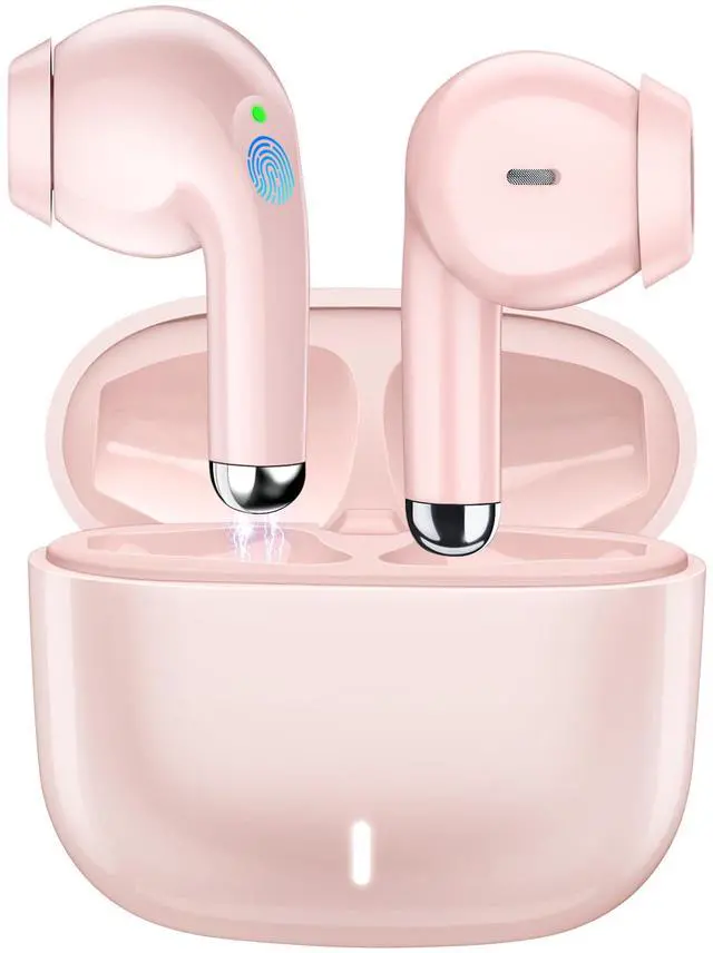 Main image of Wireless Earbuds for iPhone 16 15 Pro 14 Plus 13 XR iPad 10th Bluetooth 5.3 Headphones for Samsung Note 20 Ultra S21 S25 S24 S23 S22 HiFi Stereo Sound Earphones with Mic Noise Cancelling Headset Pink