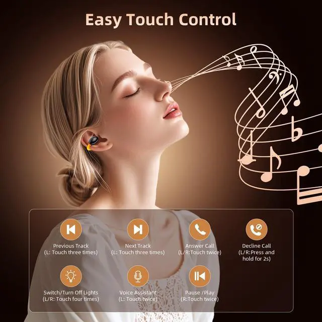 Alt view image 5 of 5 - Clip-On Earbuds Open Ear Wireless Bluetooth 5.3 Bone Conduction Headphones for iPhone 16 15 Pro 14 Plus 13 XR iPad 10th Sports Headset for Samsung S21 S25 S24 S23 S22 Built-in Mic Earphones Black