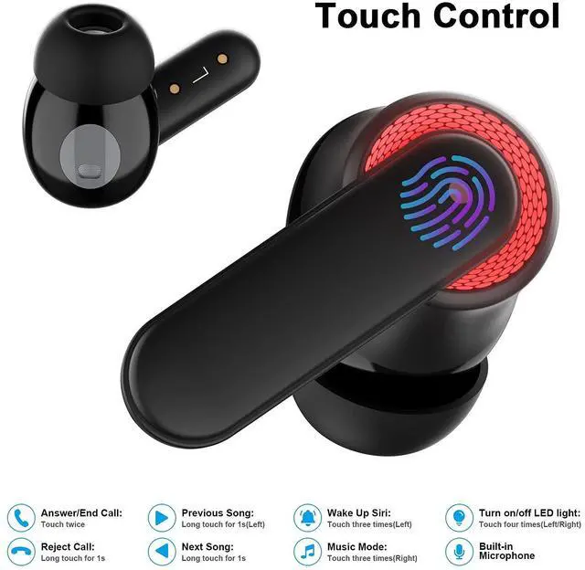 Alt view image 3 of 5 - True Wireless Earbuds for iPhone 16 Pro Max 15 14 13 12 11 XR Bluetooth Headphones Noise Cancelling Earphone with Microphone Stereo Bass Built-in Mic Headphone for Galaxy S24 S23 S22 S21 Ultra A54 A35