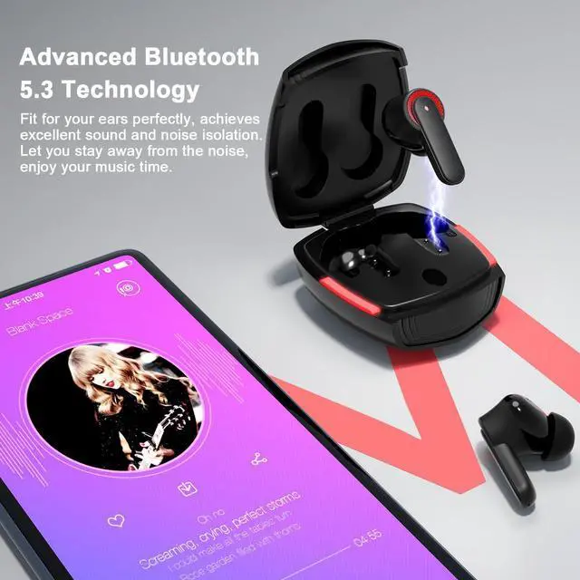 Alt view image 4 of 5 - True Wireless Earbuds for iPhone 16 Pro Max 15 14 13 12 11 XR Bluetooth Headphones Noise Cancelling Earphone with Microphone Stereo Bass Built-in Mic Headphone for Galaxy S24 S23 S22 S21 Ultra A54 A35